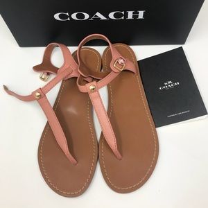 Coach Sandals Flat Nude Melon 7.5 T-Strap